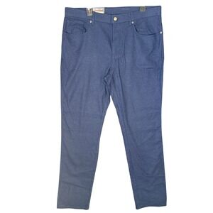 Kirkland Signature Mens 36x34 Brushed Pants Navy Blue Tapered Casual Stretch